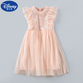迪士尼（DISNEY） 2023夏季粉色洋气网纱公主裙新款韩国女孩裙子女童背心连衣裙 粉色 140cm