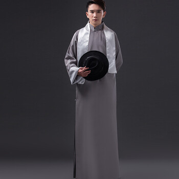 conwhd 相声大褂男青年古装民国长衫教书先生长袍快板演出服长袖盘扣