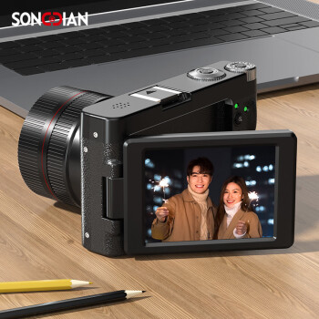 松典（SONGDIAN） 数码相机4K入门级ccd照相机 vlog微单卡片机翻转屏 DC101A 标配+广角镜+补光灯 128G 内存