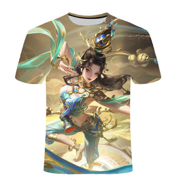 澳颜莱王者荣耀衣服女英雄安琪拉3d印花短袖t恤 青少姐妹潮流穿搭体恤