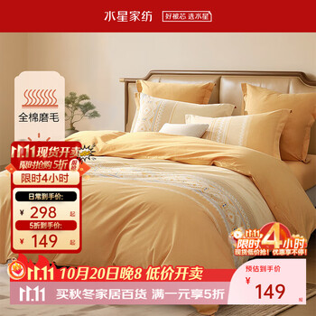 百丽丝水星集团旗下套件 秋冬磨毛套件三/四件套居家床单被套床上用品 北欧(全棉磨毛&吸湿发热） 1.5米床 床单款 （被套200*230cm）