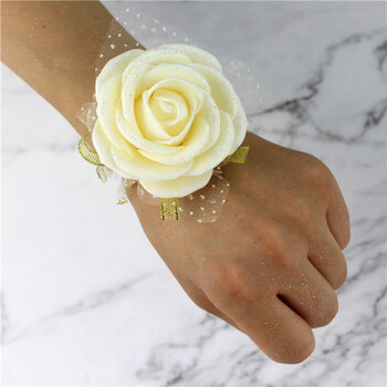 婚礼舞蹈姐妹团手环花新娘手花伴娘腕花手腕花 闪粉手花香槟色