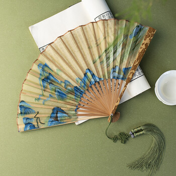 古风刺绣扇子 刺绣古风折扇扇女定制玉竹扇子流苏汉服复古中国风苏州