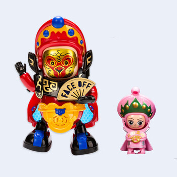 趣在 电动川剧变脸娃娃抖音同款自动变脸玩具京剧脸谱小机器人儿童