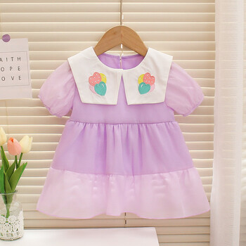 鸾雀翔童装女童连衣裙薄款儿童蓬蓬裙一岁宝宝衣服娃娃领婴幼儿公主