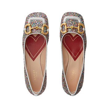gucci古驰女鞋lovelight系列七夕限定马衔扣水晶芭蕾平底鞋包头单鞋