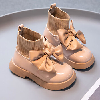 安誻童鞋女童小皮鞋秋冬2023新款儿童公主鞋中大童女孩洋气蝴蝶结