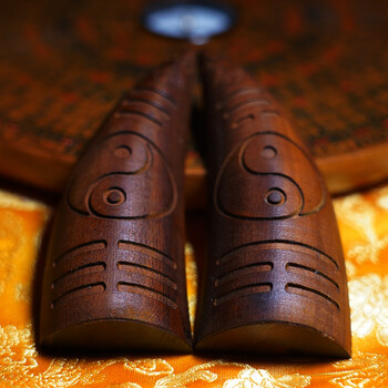 正宗天然雷击木圣杯法器枣木法卦把件牛角扣道家饰品道教道士用品圣杯