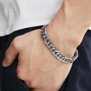 简约个性手链男士手环钛钢学生潮男时尚日韩版潮人霸气复古粗手串手