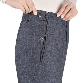 亚永凌春夏新款灰色旁开扣直筒裤老式侧开口妈裤子女西裤老年女裤