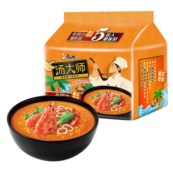 康师傅 汤大师 泰式冬阴功海鲜面 115g*5 方便面