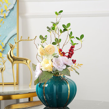 天喜瓷缘时尚轻奢陶瓷小花瓶摆件客厅插花干花仿真花摆设电视柜玄关