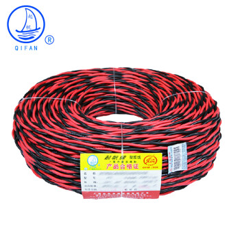 起帆(QIFAN)电线电缆 RVS2*1.5平方双绞线 国标电源花线 铜芯软线 红黑 100米【定制款】