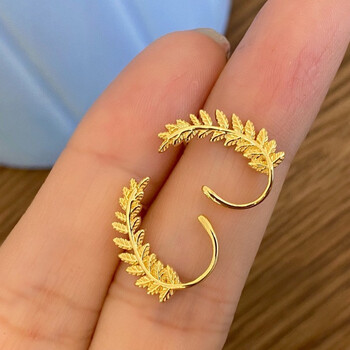 5g黄金耳环女999足金叶子金耳钉硬金耳饰耳坠时尚新款 金叶子耳钉 约