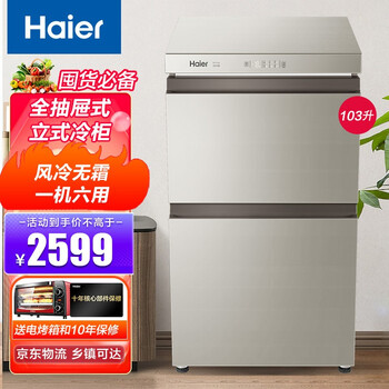 海尔haier小冰柜抽屉式风冷无霜母乳柜化妆品冰箱网红冰柜冷藏冷冻柜b