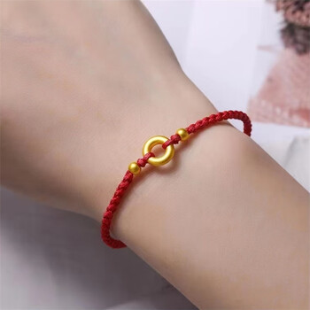 yinxiangrong老凤凰黄金手链女足金平安扣转运珠金手链本命年送女生