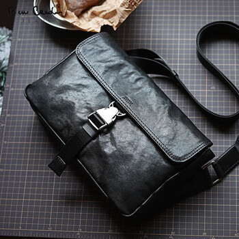 皮尔卡丹奢侈品日系真皮男士简约单肩斜挎包潮牌植鞣皮胸包夏季挎包男