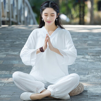 菲奢兰居士服女佛教衣服禅修禅意素衣佛系女装棉麻唐装女中国风套装