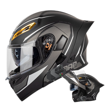 lanyue 捷凯揭面盔头盔带蓝牙男摩托车个性炫酷机车赛车全灰全覆式