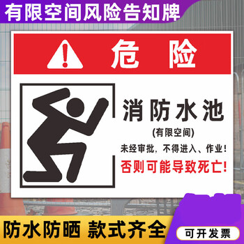 有限空间受限警示牌告知卡标识定制定制 消防水池(铝板) 30x40cm