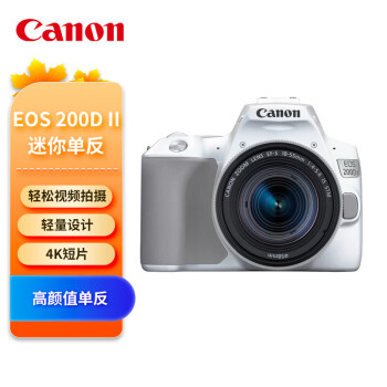 佳能（Canon）EOS 200D II 200D2 迷你单反相机 18-55标准变焦镜头套装 白色 （ 约2410万像素/4K短片）