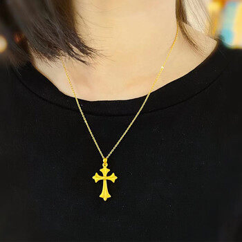 瑞诺十字架黄金吊坠999足金男女款金项链锁骨链端午节礼物送女友黄金