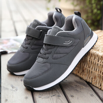 abcpwd秋季老人鞋男休闲防滑软底鞋中老年人慢跑减震运动健步鞋加肥a