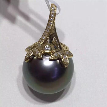 珠宝首饰>珍珠>珍珠戒指>韩生生>韩生生2019正圆无暇大溪地黑珍珠戒指