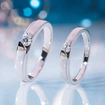 乐兮铂金莫桑石情侣对戒错位微镶男女结婚求婚戒指礼物i 男款尺码10-2