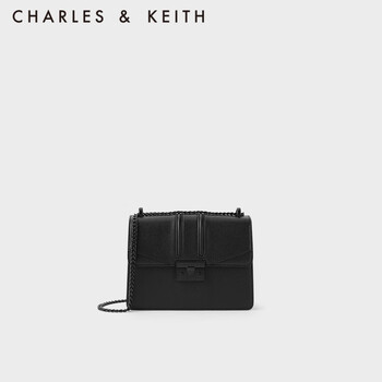 CHARLES&KEITH方扣链条酒神包单肩包斜挎包包女包女士CK2-21200009-5 UltraMatteBlack超亚光黑 S