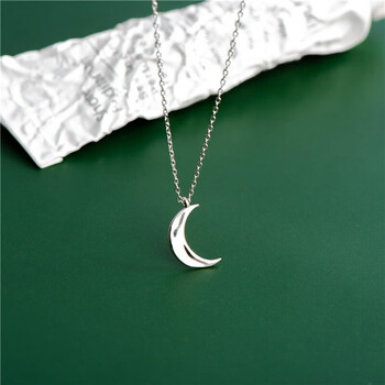 billskinner品牌925银日系简约月亮项链女温柔气质吊坠个性文雅轻奢