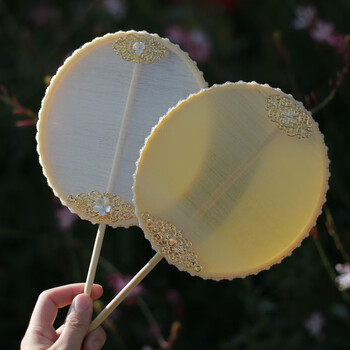 凭霄蚕丝扇骨架diy材料包团扇框架蚕宝宝吐丝团扇框架自制蚕丝扇子骨