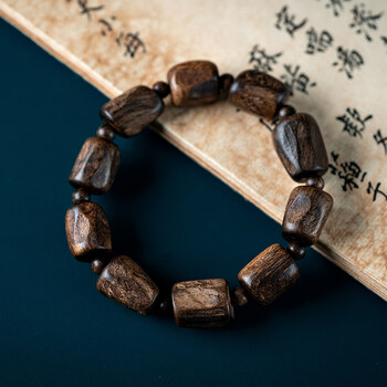 沃韵天然文莱奇楠沉香手串熟结棋楠随形桶珠手链女男款沉水级香木佛珠