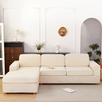 套凉席防滑夏季3十1十贵妃沙发垫套头枕靠垫套盖巾 夏凉沙发垫套-米黄