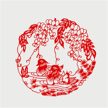 传统纸质手工窗花剪纸鸳鸯戏水结婚双喜字婚房装饰门贴窗贴纸 图案c