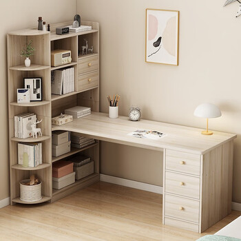 鲁普顿电脑桌书桌书柜组合转角学习桌写字台家用卧室办公桌 五抽款新