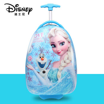 迪士尼（Disney）儿童拉杆箱卡通行李箱16英寸宝宝旅行箱冰雪公主男女童轻便登机箱 蓝色冰雪奇缘蛋壳16英寸