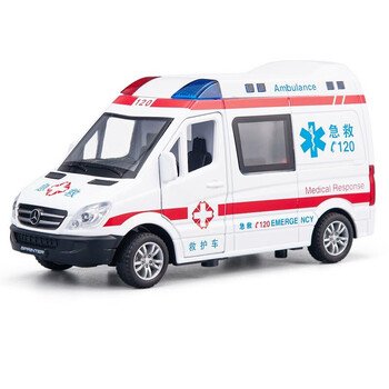 蜀黍家合金警车玩具汽车合金模型救护车120玩具车合金车模声光回力小