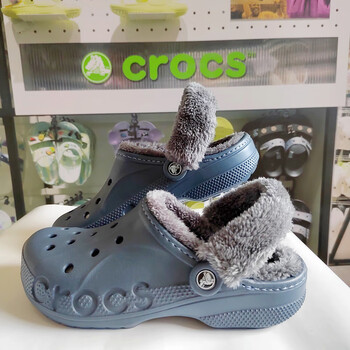 棉拖洞洞鞋crocs加绒洞洞鞋秋冬款保暖男女情侣款棉拖鞋毛毛鞋206633