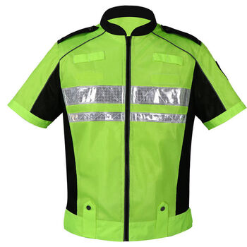 反光短袖执勤服骑行网眼短袖荧光衣夏季交通执勤服反光透气骑行服荧光