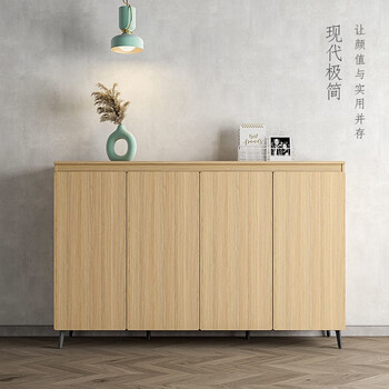 极简鞋柜原木风大容量家用实木色简约鞋橱玄关入户门口储物柜25541400