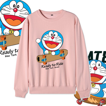 哆啦a梦卫衣机器猫情侣装男女ins上衣小叮当卫衣衣服6粉需要加绒请