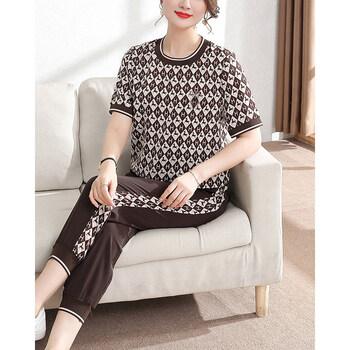 大妈衣服夏套装岁妈妈装短袖运动服套装洋气40岁50中老年女装休闲上