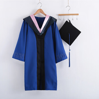 蓝涣清华大学短袖学位学士服硕士博士导师毕业礼服袍男女大学生学院风