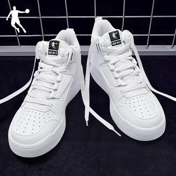 男鞋2023春季新款空军一号休闲小白鞋子厚底高帮运动鞋男潮 乔丹白 42