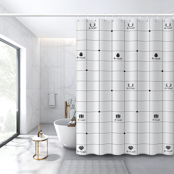 fsile 浴帘高档浴室隔断防水布挂帘子免打孔卫生间加厚防霉淋浴房挡