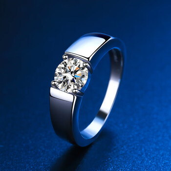 dr莫桑石钻戒1克拉pt950铂金白金情侣对戒男女一对白金求婚结婚戒 