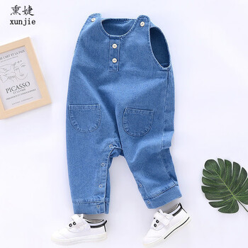 石头小猪背带裤婴儿0-3岁男童女童衣服小孩裤子宝宝秋款长裤2022 双兜