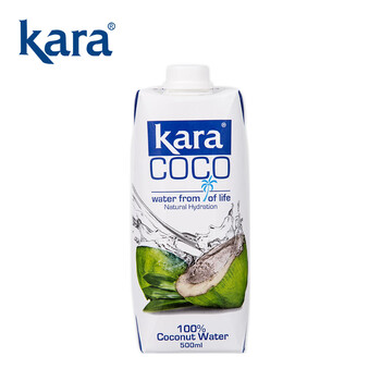 KARA100%椰子水500ml/瓶 含电解质 快速补水进口果汁饮料0脂低卡