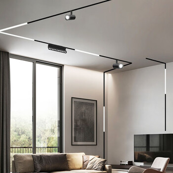 【暗装款】洛希磁吸轨道灯无边框嵌入式导轨筒灯无主灯led照明客厅